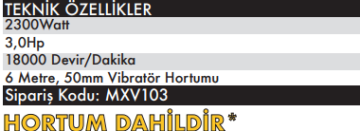 MAX EXTRA Beton Vibratörü 3 Hp - 2300 Watt