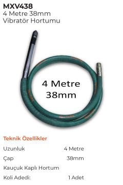 MAX EXTRA 38mm Beton Vibratör Hortumu 4 Metre
