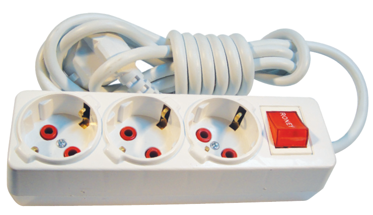 Kablolu Üçlü Priz Anahtarlı 2 Metre