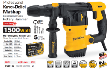 SGS5183 SDS Plus 5 Joules Kırıcı Delici Matkap 1500 Watt