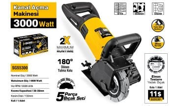 SGS5300 - Duvar Tuğla Seramik Kanal Açma Makinesi 3000 Watt ( Sulu ve Kuru Kesim )