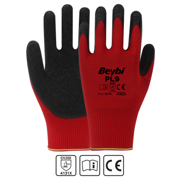 BEYBİ PL9 Polyester Örme Lateks Eldiven 288 Çift