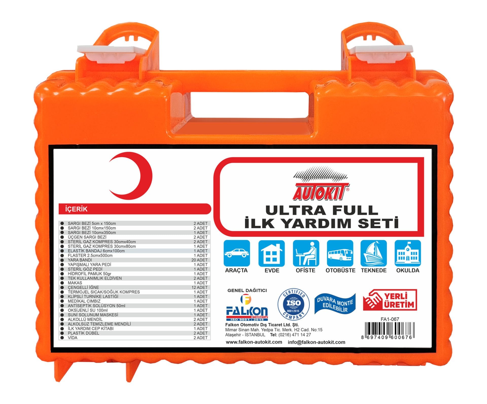 AUTOKİT FA1-067 Full Ultra İlk Yardım Seti - Araç - Ofis - Ev - Okul - Tekne - Otobüs - İş
