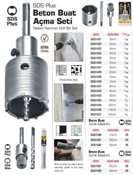 SGS Sds Plus Adaptörlü Beton Duvar Delme Panç Seti