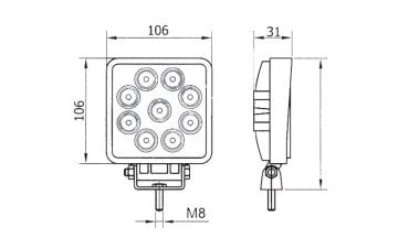 EMR92 - 16 Ledli Kare Çalışma Aydınlatma Lambası