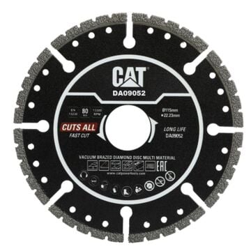 CAT DA09052 115mm Profesyonel Çelik, İnox, Alüminyum, PVC, Fayans, Çok Amaçlı Elmas Kesme Diski (Soketli, Aralıklı Kenar)