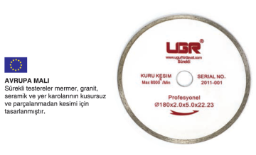 UGR Sürekli Tuğla Mermer Kaya Kesme Sulu Kuru Kesim Testeresi