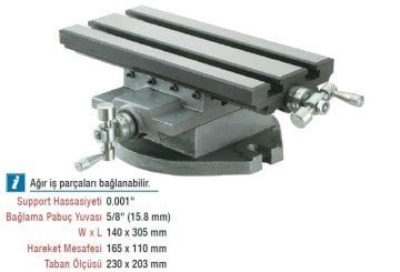 DW Hassas Hareketli Support Mengene / 140 x 305mm