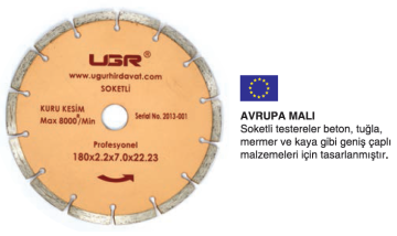 UGR Mermer Granit Seramik Kesme Sulu Kuru Kesim Testere