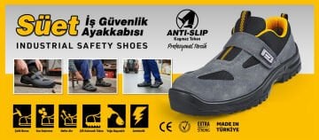 SGS S1 Süet Cırtlı Çelik Burunlu Yazlık İşçi Çalışma Ayakkabısı - Ergonomik 37 Numara