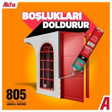 AKFİX 805 Çok Amaçlı Pipetli Pu Poliüretan Köpük 750 ML - 850 Gram (12 Adet - Koli Fiyatı)
