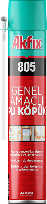 AKFİX 805 Çok Amaçlı Pipetli Pu Poliüretan Köpük 750 ML - 850 Gram (12 Adet - Koli Fiyatı)