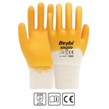BEYBİ KN250 Pamuk Nitril İşçi Eldiveni 288 Çift