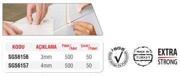 SGS Derz Artısı Oluklu Seramik Granit Fayans 50 Adet