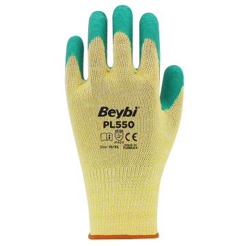 BEYBİ PL550 Camcı Eldiveni  Polyester Örme Lateks 144 Çift