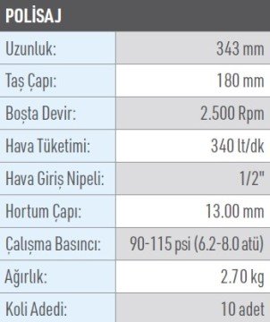 OSAKA OPT-P 791 Havalı Polisaj Makinesi 180 mm
