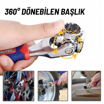 WORKPRO WP272018 8 IN 1 Mafsallı Çok Fonksiyonlu Profesyonel Lokma Anahtarı