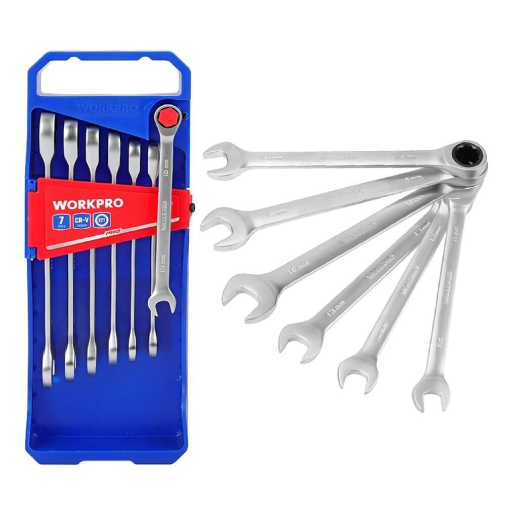 WORKPRO WP202511 Cr-V 7 Parça Cırcırlı Profesyonel Kombine Anahtar Takımı