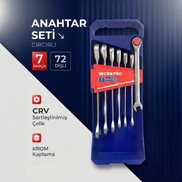 WORKPRO WP202511 Cr-V 7 Parça Cırcırlı Profesyonel Kombine Anahtar Takımı