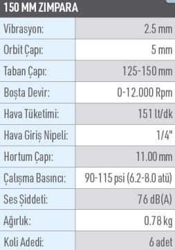 OSAKA OPC 62303B Havalı Zımpara Makinası 150 mm