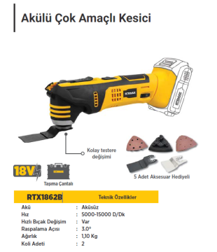 RTR MAX X-LION Akülü Çok Amaçlı Kesici (Aküsüz)