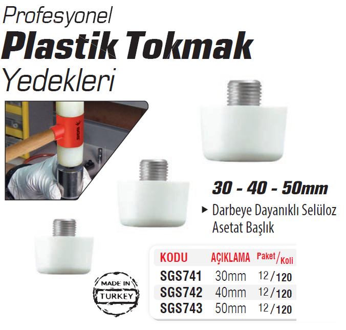 SGS Plastik Tokmak Yedeği 12 Adet