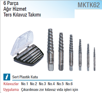 MAIER Ağır Hizmet Ters Kılavuz Takımı (6 Parça)