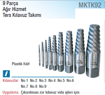 MAIER Ağır Hizmet Ters Kılavuz Takımı (9 Parça)