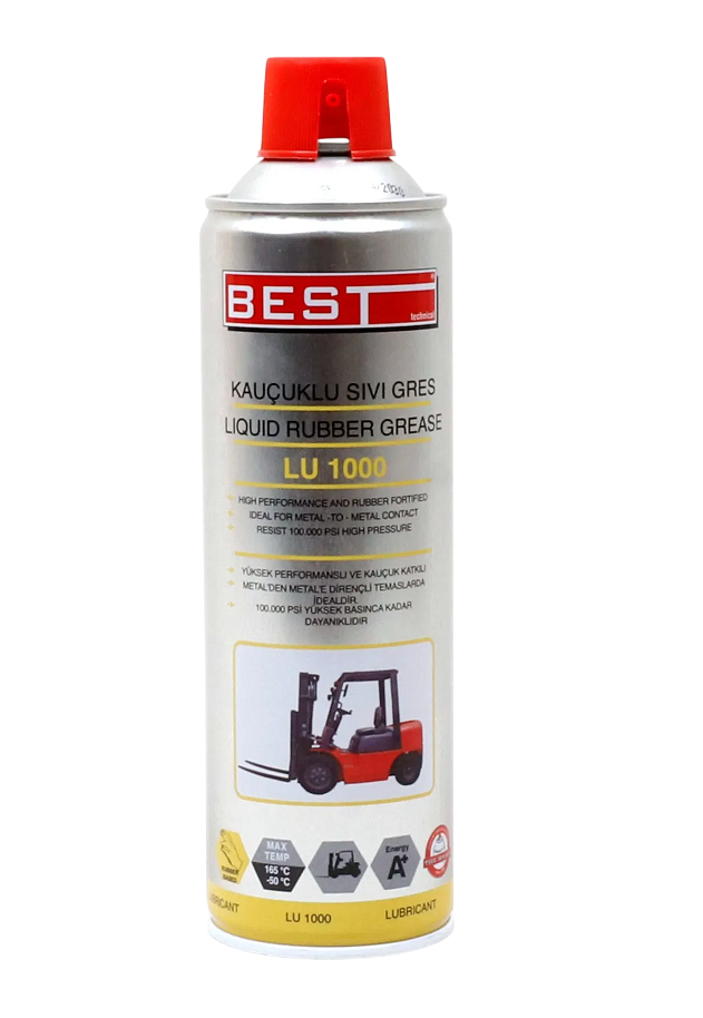 BEST LU1000 Kauçuklu Sıvı Gres Yağlayıcı Bakım Spreyi 500 ML ( Forklift İçin)