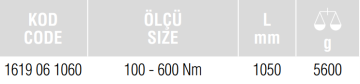 İZELTAŞ 1619 - 3/4 Cırcırlı Tork Anahtarı 100-600 Nm (Belgeli)