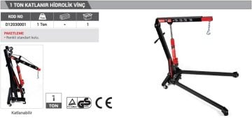 DHT Katlanır Hidrolik Vinç 1 Ton