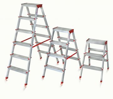 Alüminyum Çift Çıkışlı Merdiven (Perde Merdiveni) 4 Basamaklı
