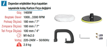 VIDO 180mm Polisaj Makinası 1400 Watt (WD010611400)
