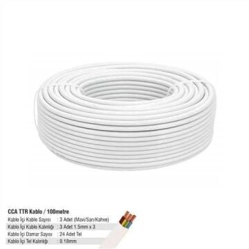 SGS3555 - CCA TTR KABLO 3*1,5 100 METRE 24*0,18 BEYAZ