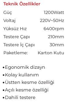 MAX EXTRA MX8802 - 210mm Gönye Kesme Makinası 1200 Watt - Pvc - Ahşap - Metal - Alüminyum Kesme