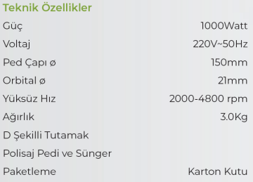 HAOWEI DP9519 - 150mm Profesyonel Elektrikli Orbital Polisaj Makinası 1000 Watt