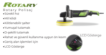 HAOWEI PS510 - 180mm Profesyonel Rotary Elektrikli Polisaj Makinası 1500 Watt