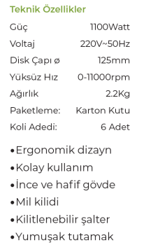 HAOWEI AGS8510 - 125mm Profesyonel Avuç İçi Taşlama Makinası 110 Watt