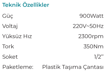 MAX EXTRA MXP6005 - 1/2 - 350 Nm Elektrikli Somun Sökme Tabancası 900 Watt