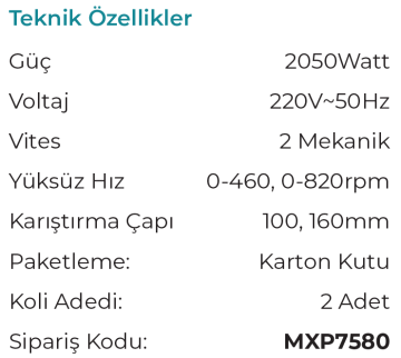 MAX EXTRA MXP7580 - Çift Vitesli Elektrikli Boya Harç Karıştırma Makinası 2050 Watt