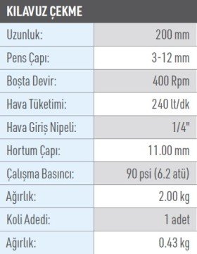 OSAKA OPT-P 12-3 Havalı Kılavuz Çekme