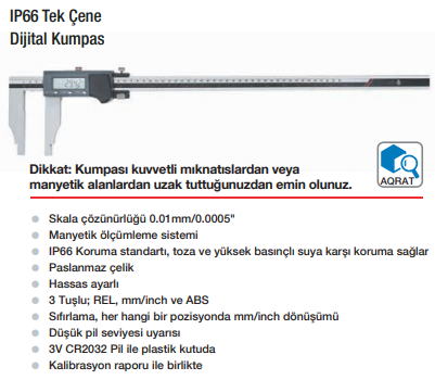 WERKA IP66 Tek Çene Dijital Kumpas