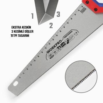 WORKPRO WP215010 450mm SK5 11 TPI Ağır Hizmet Tipi El Testeresi