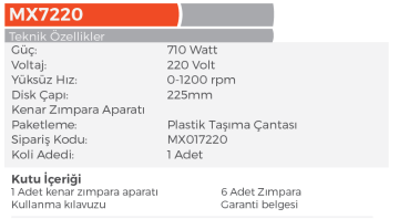 MAX EXTRA MX7220 Elektirkli Alçıpan Zımpara Makinası 710 Watt - 220 Volt