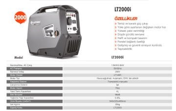 LUTİAN LT2000i - 2 Kw İpli Sessiz Benzinli Inverter Jeneratör 96 Desibel