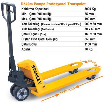 Stanley CPT30 3 Ton Döküm Pompa Profesyonel Transpalet