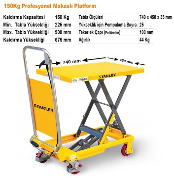 Stanley X150 150Kg Profesyonel Makaslı Platform
