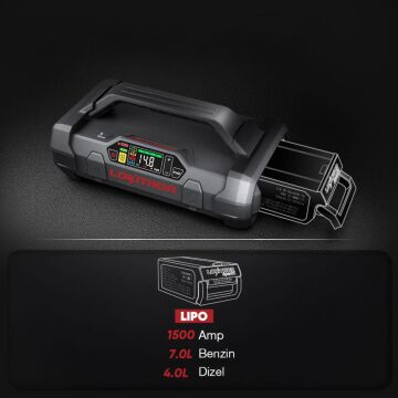Lokithor APARTX1500 12V 1500Amp Li-Polimer Akıllı Akü Takviye + Pompa + Powerbank + Led Lamba