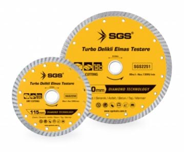 SGS Turbo Delikli Elmas Testere Seramik Beton Mermer Kesici