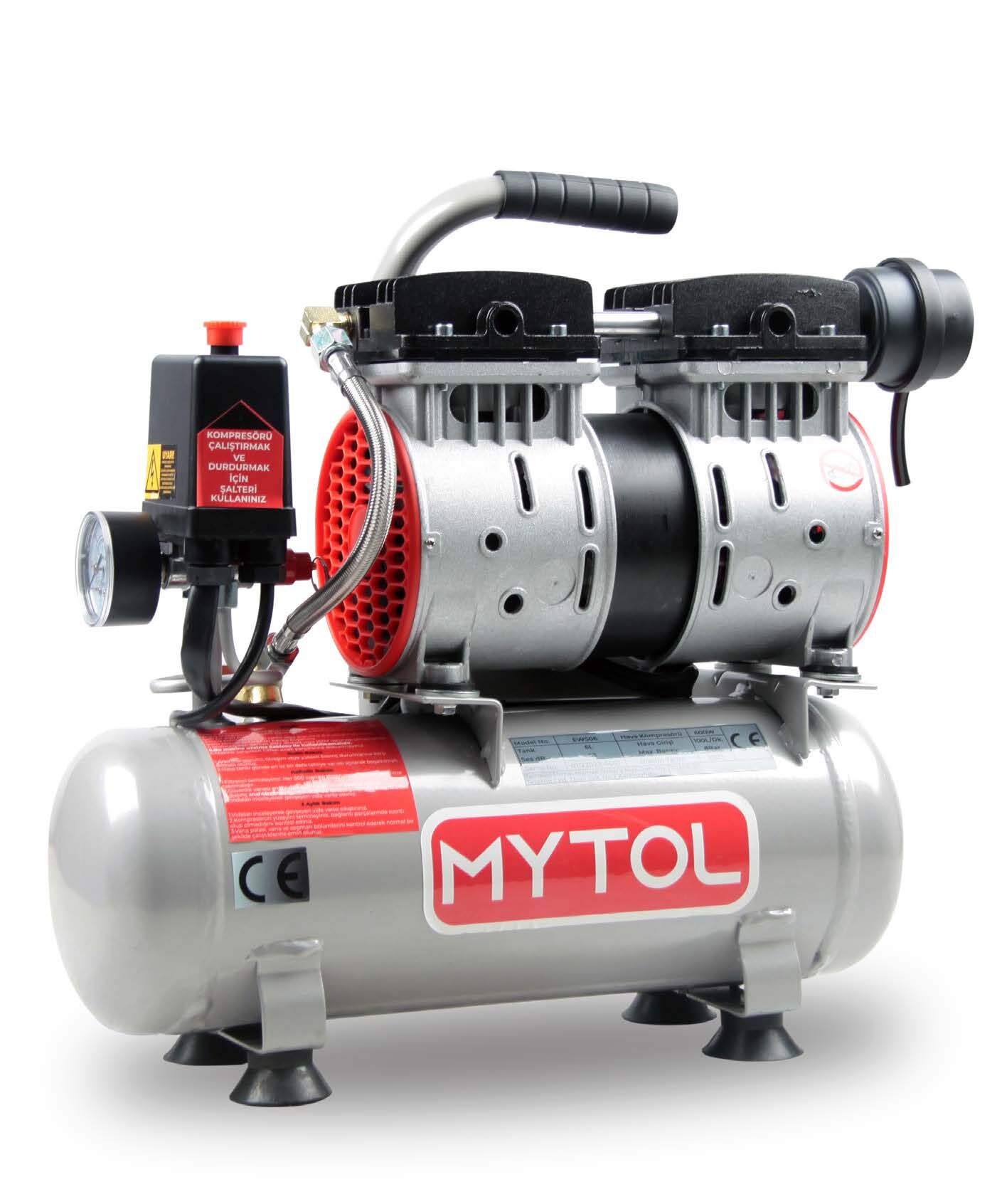 MYTOL EWS06 - 6 Litre Sessiz Yağsız Hava Kompresörü 0.75 HP